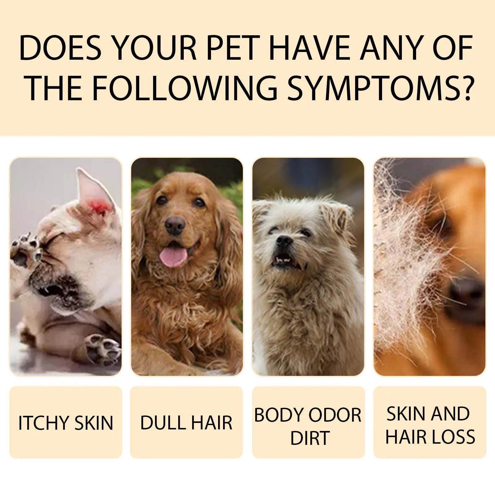 Pet shampoo bottle for dogs available in 100ml or 300ml sizes with mild formulation