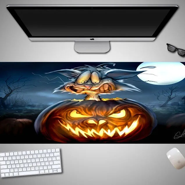 Halloween oversized computer mouse pad with non-slip rubber cloth backing in large dimensions