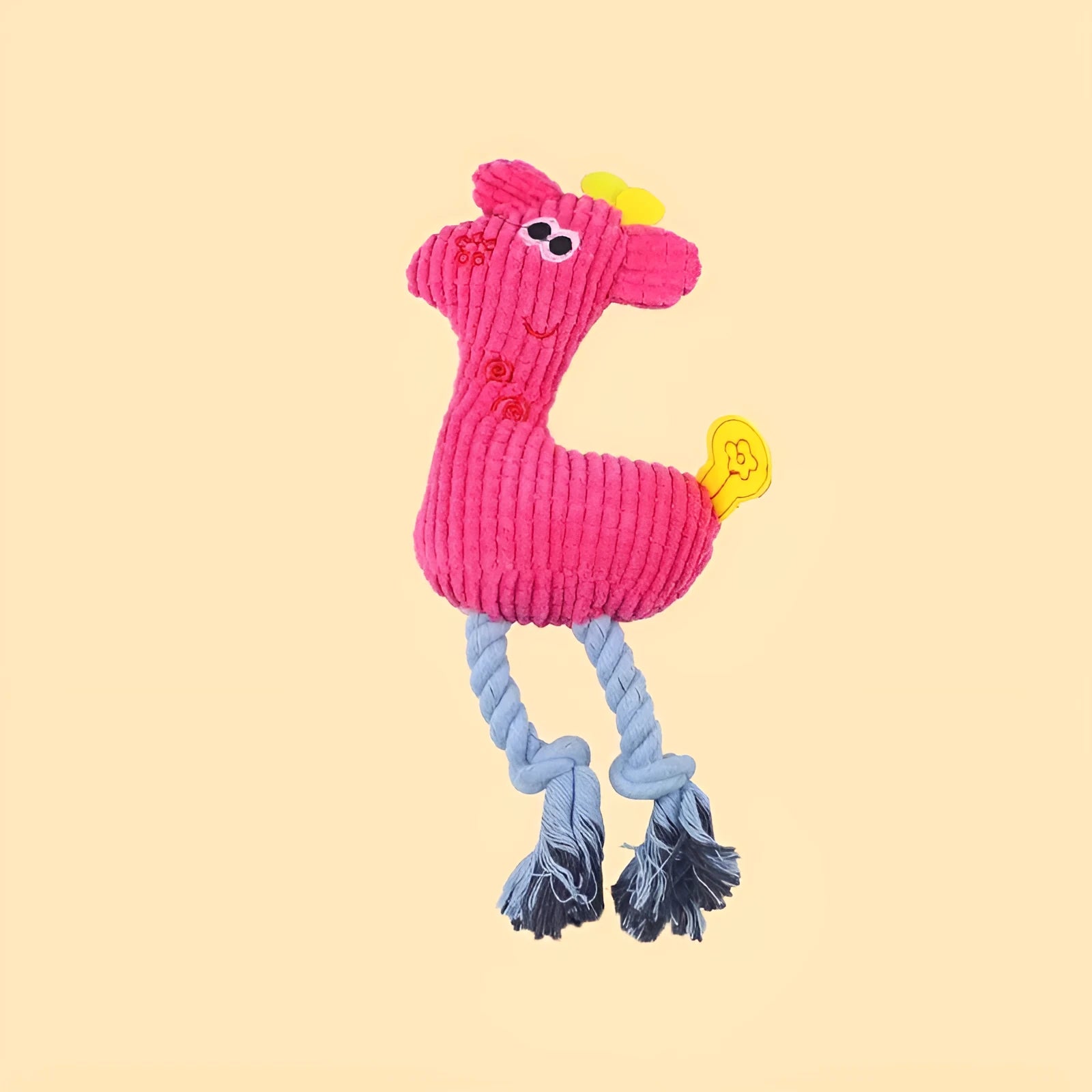 Blue deer-shaped plush dog toy with corn grain texture and sound feature