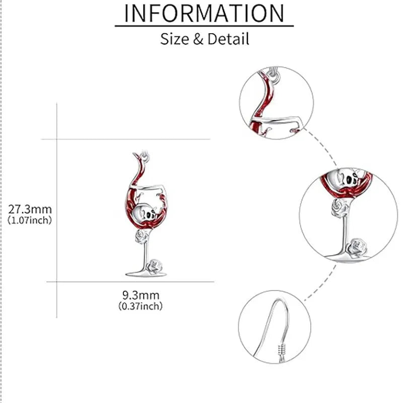 Halloween skull wine glass creative earrings with geometric shape and electroplated zinc alloy construction