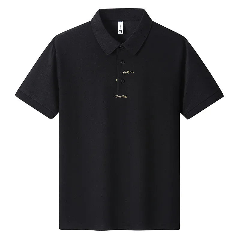 Men's loose-fit cotton t-shirt with short sleeves and a printed letter pattern, shown in various colours.
