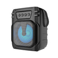 Portable Bluetooth speaker with USB charging cable and compact radio-style design