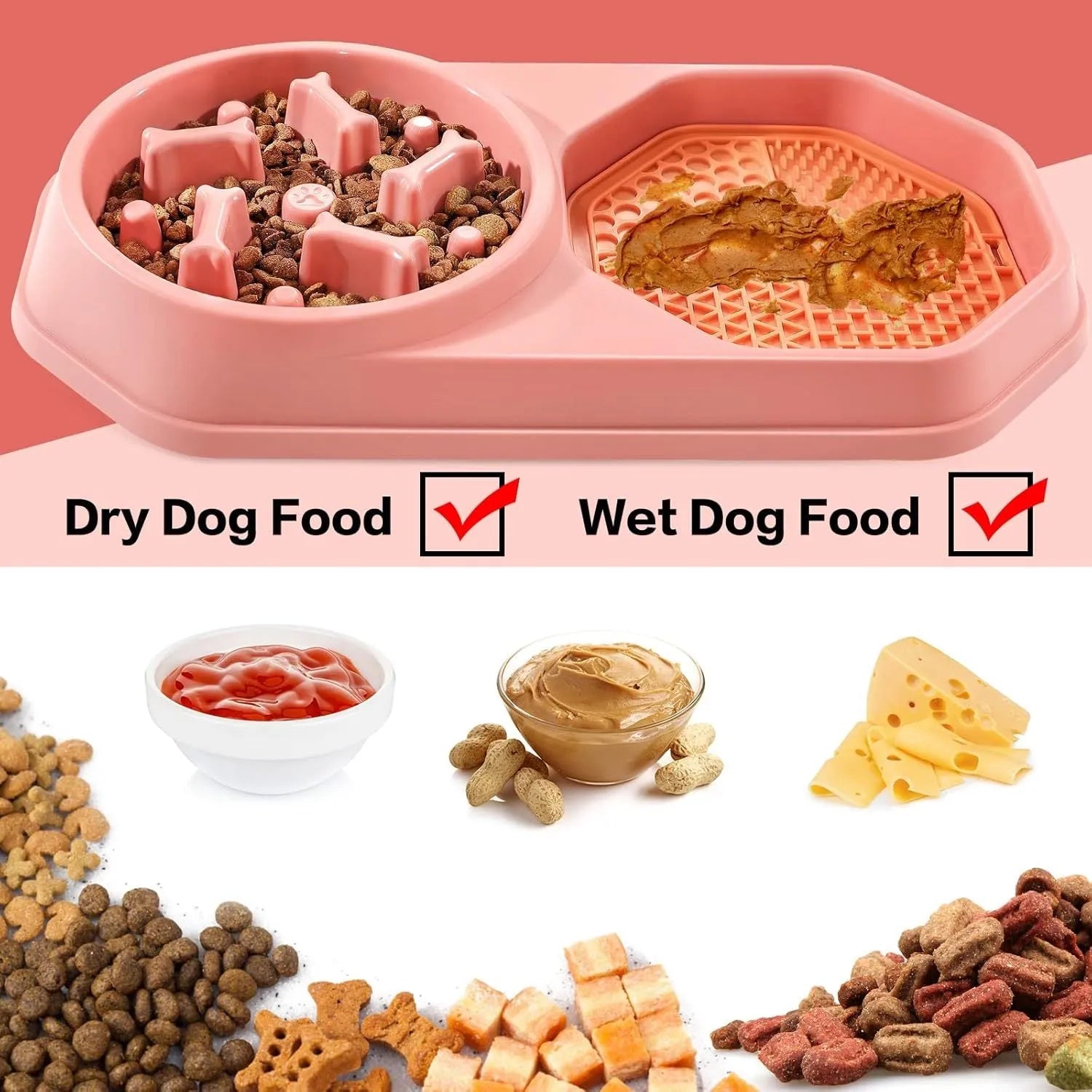 Blue slow feeder dog bowl with puzzle ridges and non-slip base for small medium dogs.