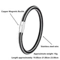 Men's titanium steel geometric wire bracelet with a magnetic clasp, shown in one of four available colour options.