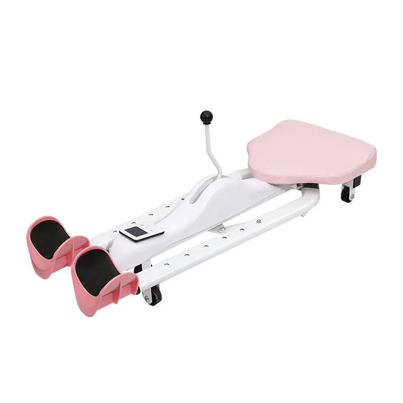 Steel frame leg opener with foam padding, shown in elegant blue colour with optional backrest.