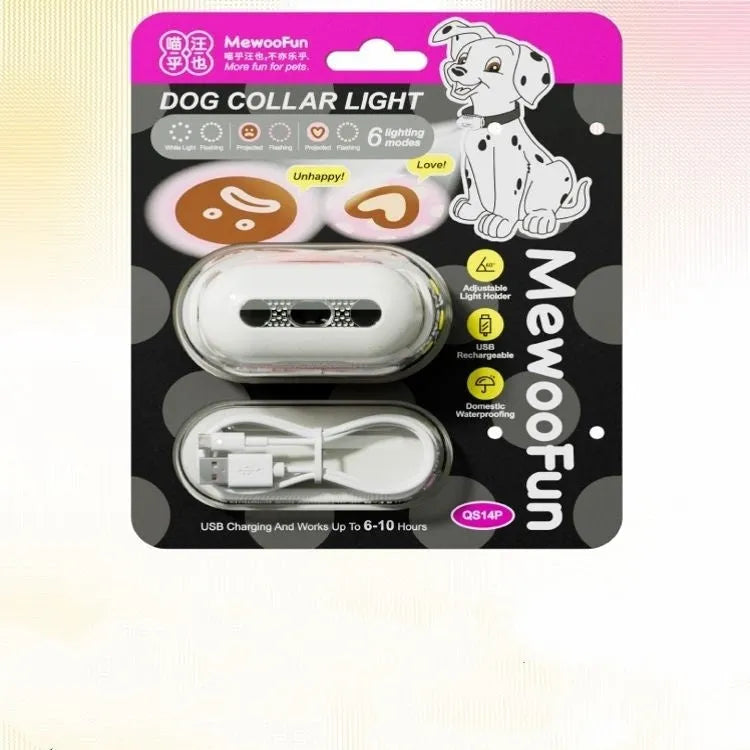 Pet luminous collar with hanging ring in one of four colour patterns: fresh pink, delicate grey, cure green or caramel mocha