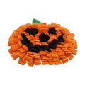 Orange pumpkin design pet training mat with polar fleece construction for slow feeding