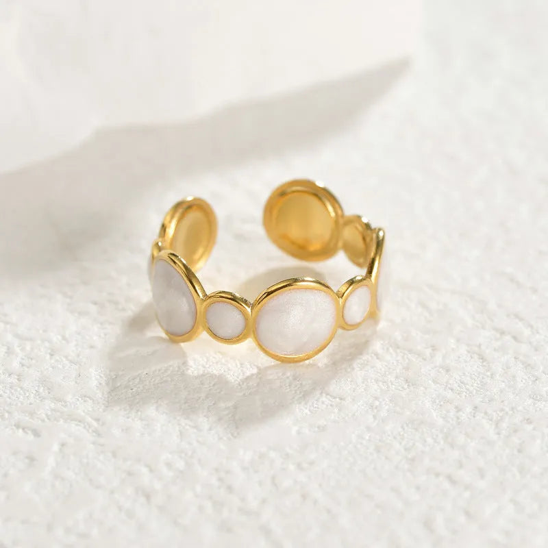 Geometric stainless steel ring with adjustable opening for women