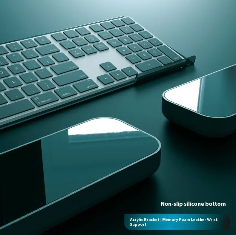 Double-sided computer pad with resin surface and memory foam wrist rest in multiple colour options