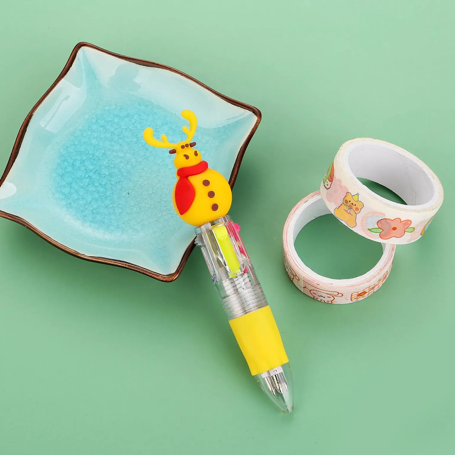 Christmas four-colour press ballpoint pen showing 11cm length with festive designs
