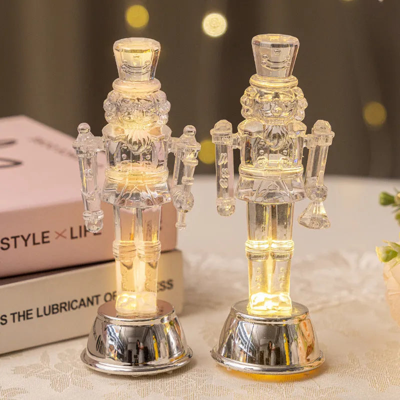 Transparent plastic walnut soldier Christmas nutcracker desktop ornament with hand-painted details