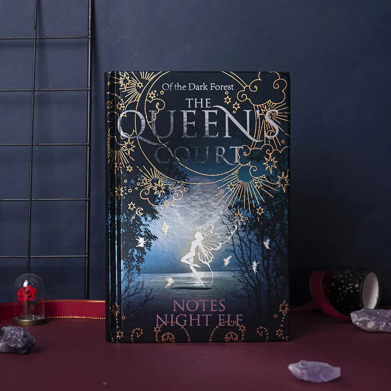 A5 luminous hardcover notebook with night elves artwork showing blue and purple colour options