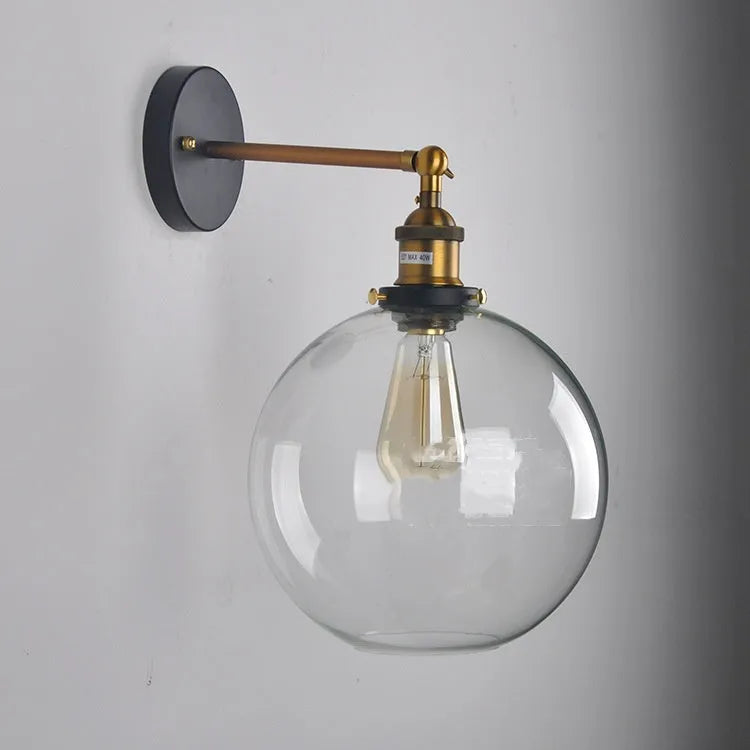 20cm spherical glass wall lamp with retro design for cafe or restaurant lighting