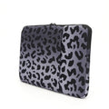 Leopard print laptop sleeve with flannel lining for 13-inch and 15.6-inch laptops