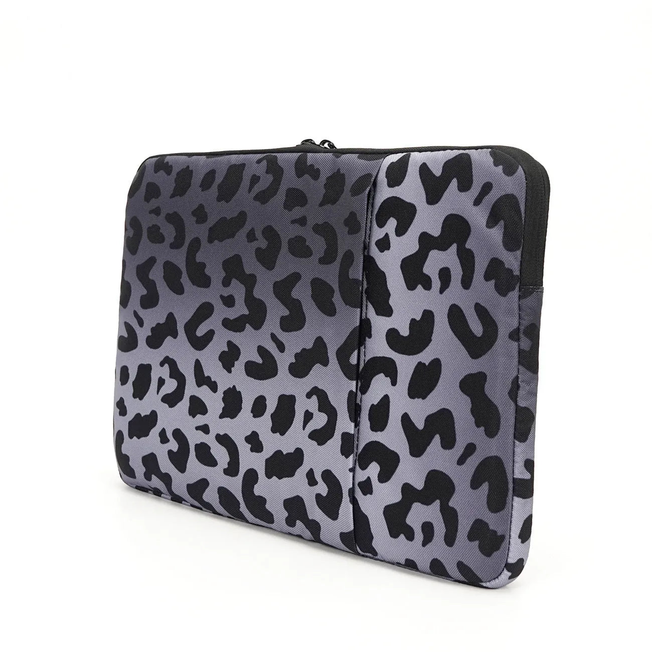 Leopard print laptop sleeve with flannel lining for 13-inch and 15.6-inch laptops