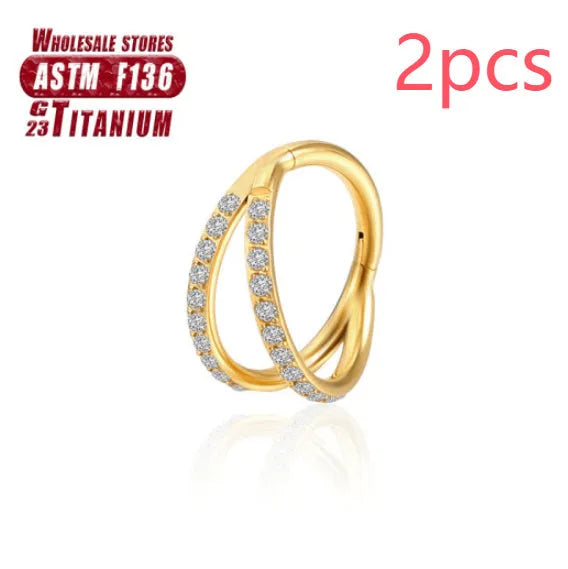 Titanium alloy nose ring body piercing jewellery with diamond cut treatment in silver, gold, black, rose gold or colourful finish.