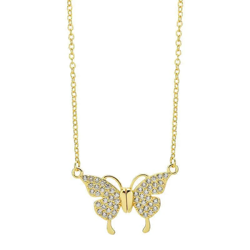 Women's magnetic snap butterfly clavicle chain in titanium steel with twisted chain