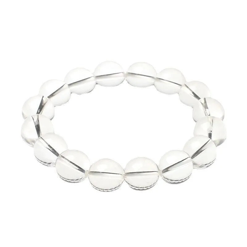 Natural Donghai old materials white water round beads crystal bracelet with old mine white crystal in geometry pattern