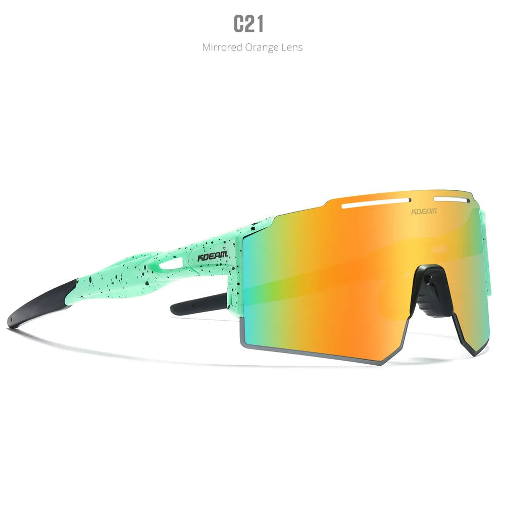 Polarized cycling sunglasses with TR90 frameless sports design in athletic colours