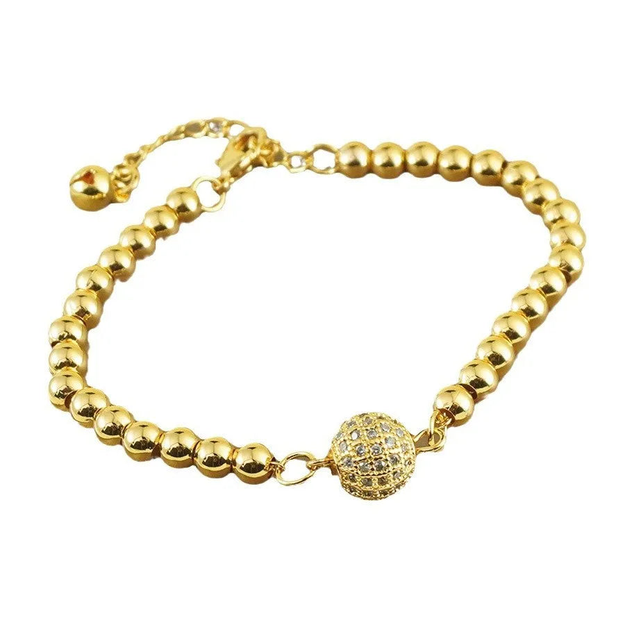 Copper bracelet with zircon stones in heart-shaped Arabic design for women