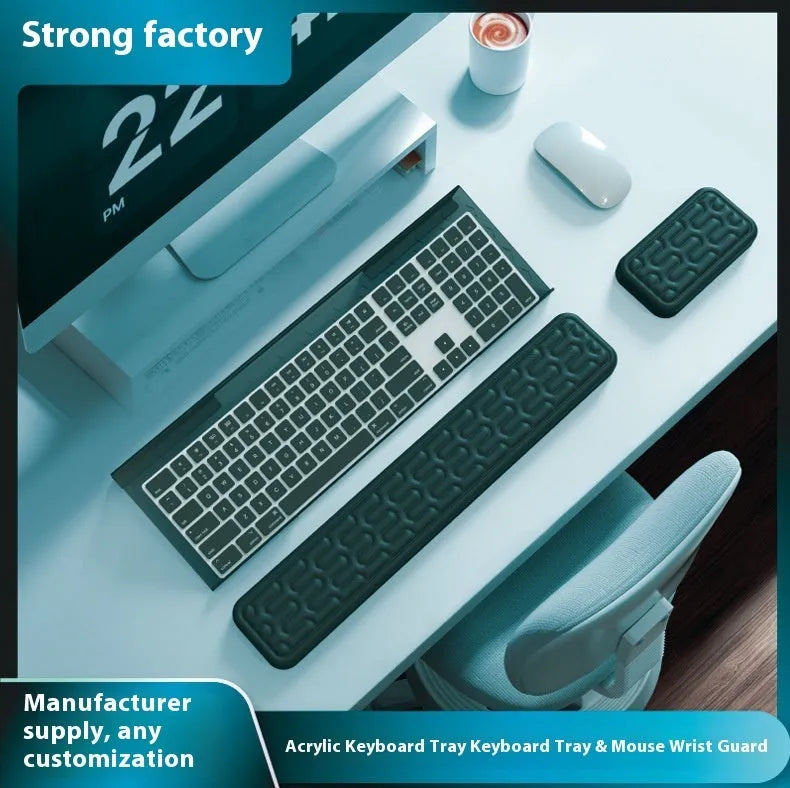 Double-sided computer pad with resin surface and memory foam wrist rest in multiple colour options
