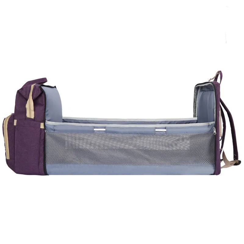 Nylon mother and baby bag with curved shoulder strap and USB charging port in multiple colour options