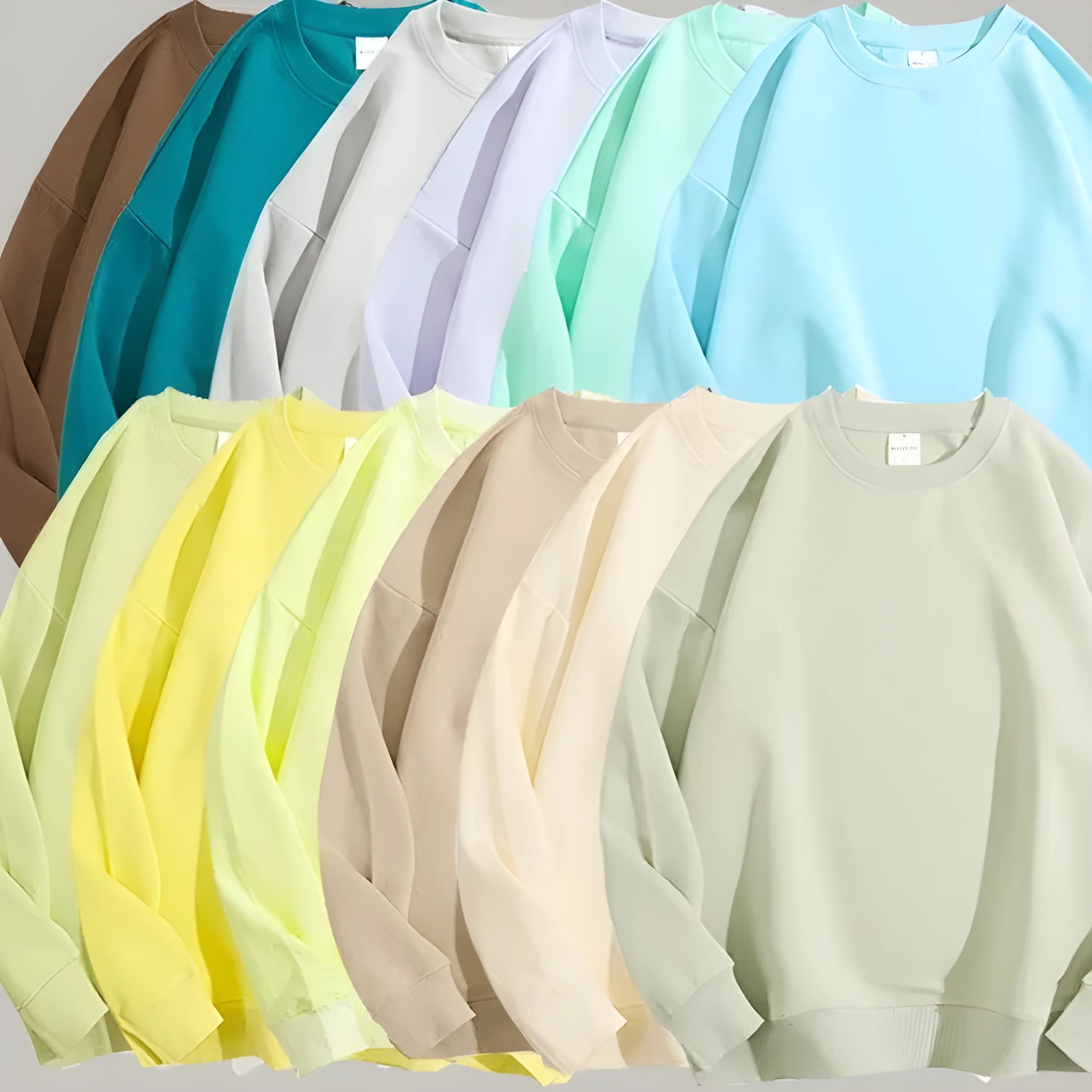 Cotton solid color round neck off shoulder sweater in loose pullover style with long sleeves available in various colours