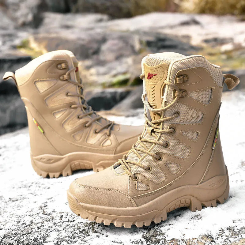 Men's hi-top hiking shoes in cowhide leather available black brown beige