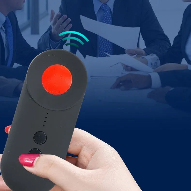 Black GPS signal detector and hidden camera finder with Micro USB port measuring 93.8mm