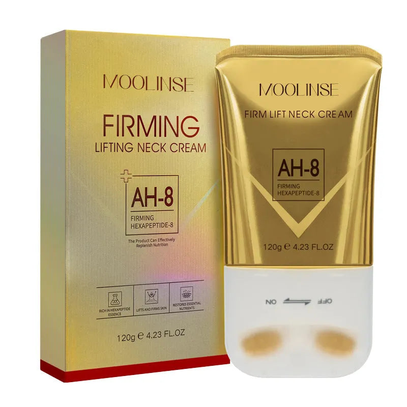 Neck moisturising cream with massage roller for dry skin application