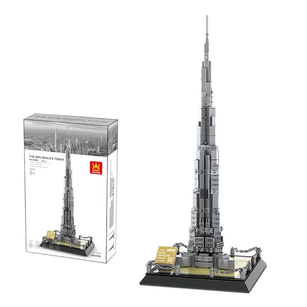Wange plastic building block set with over 800 pieces for constructing landmark models including Big Ben and the Statue of Liberty.
