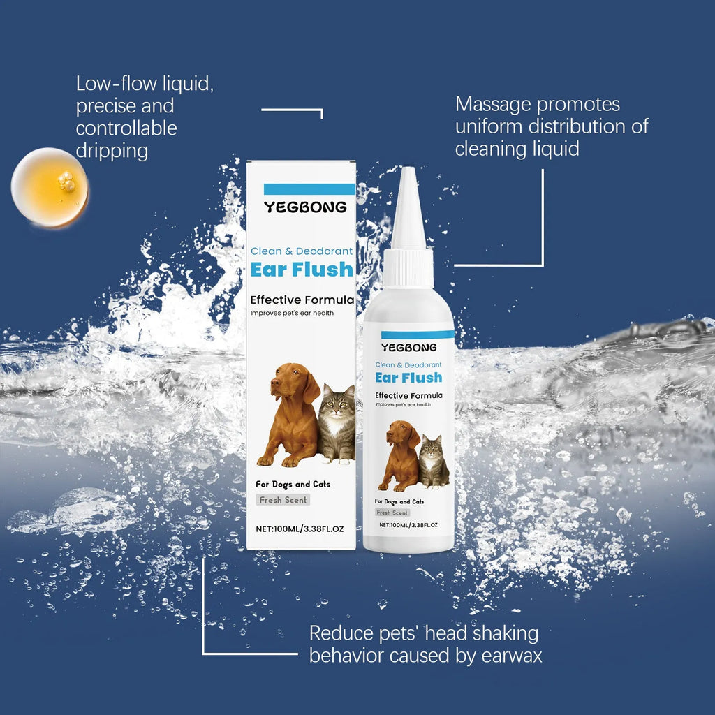 100ml bottle of gentle ear cleaner for dogs and cats to remove earwax and dirt