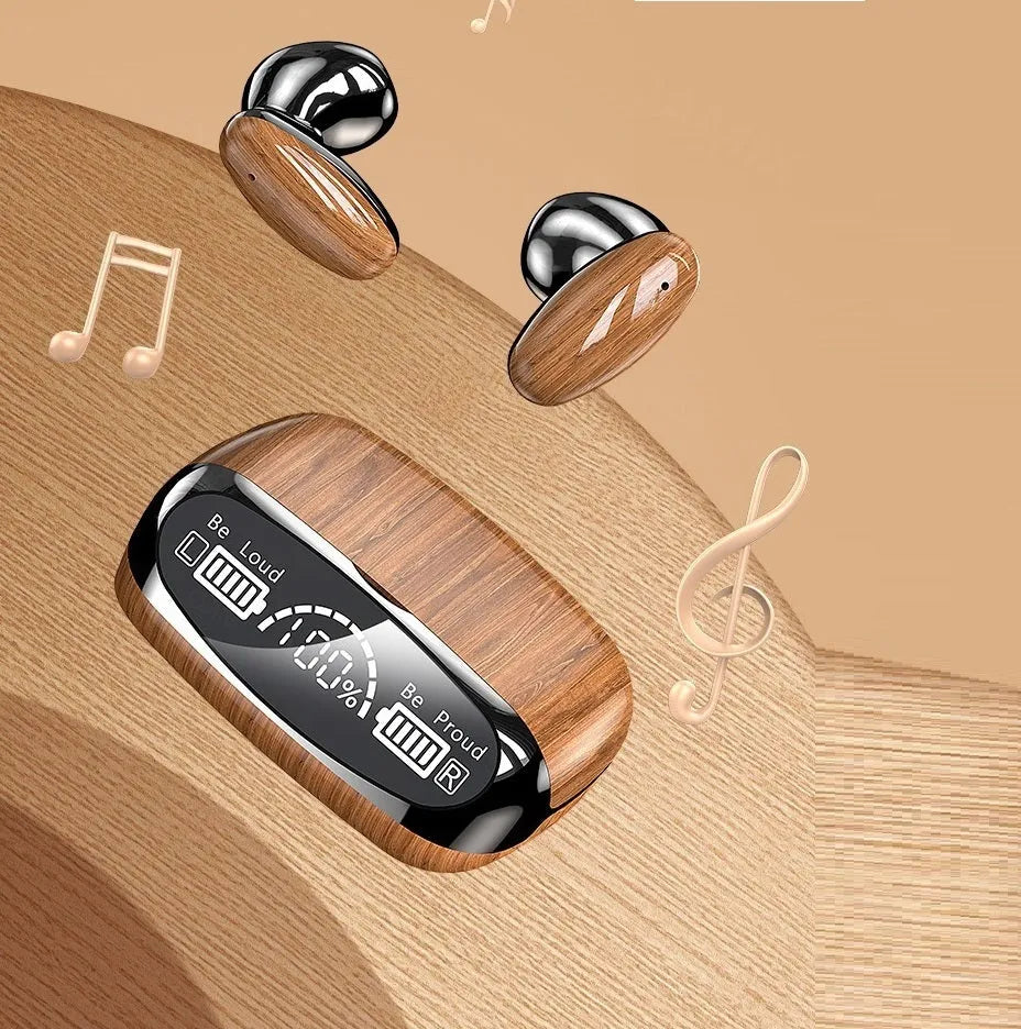 M35 wood grain Bluetooth wireless headset with charging cabin and accessories