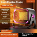 Desktop ceramic heater in grey colour with rotatable design and push-button controls