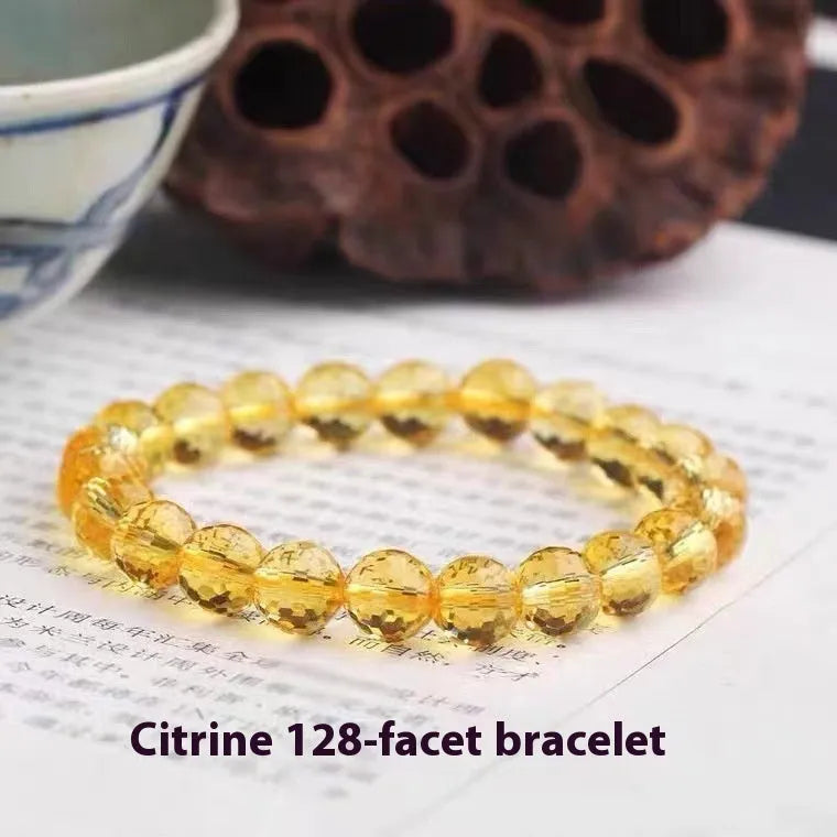 128-cut crystal bracelet showing detailed facet reflection on Amethyst, Ametrine or Citrine beads