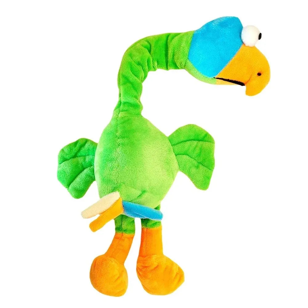 Bite-resistant rubber dog toy shaped with a screaming chicken design, in green colour.