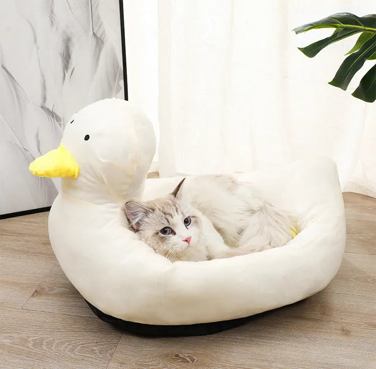 Duck shape pet bed sofa for small dogs and cats in blue or white colours