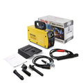 MMA-200MIN 220V DC welding machine with welding tongs, grounding clamps, face shield, and brush hangers