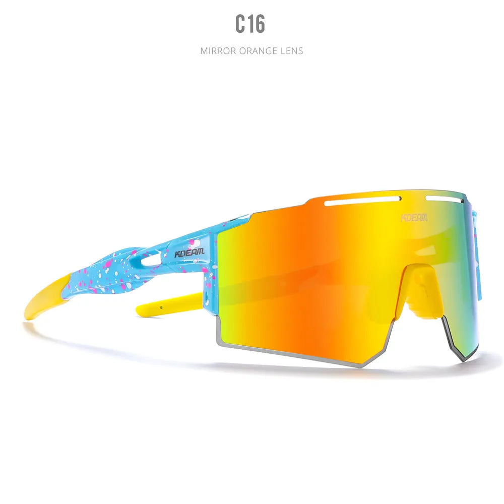 Polarized cycling sunglasses with TR90 frameless sports design in athletic colours