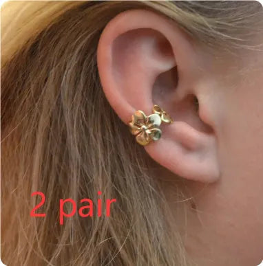 Gold alloy starfish and scallop shell earrings with conch nautical elements for women