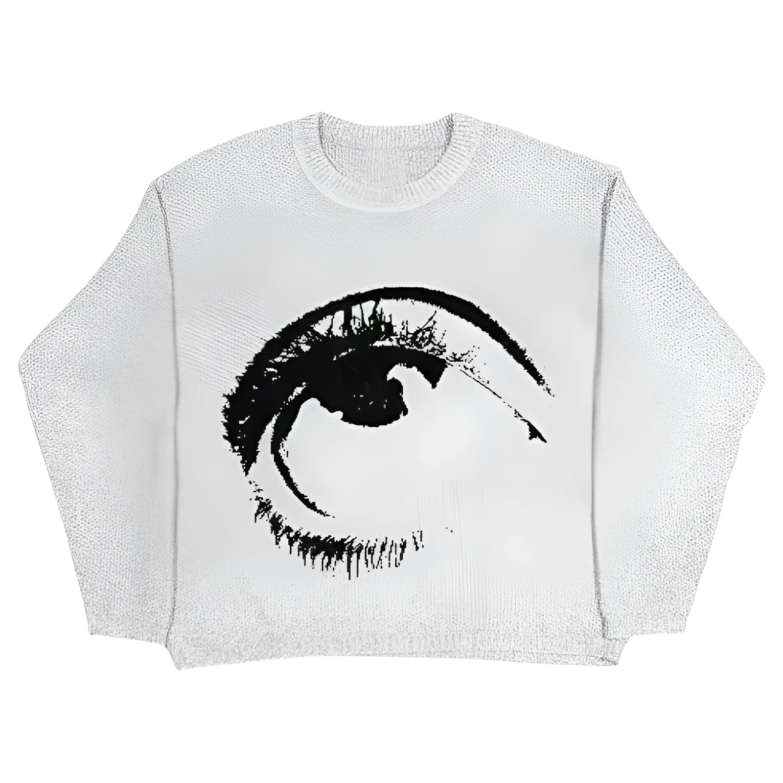 Organic cotton punk hip hop style round neck pullover sweater on mannequin