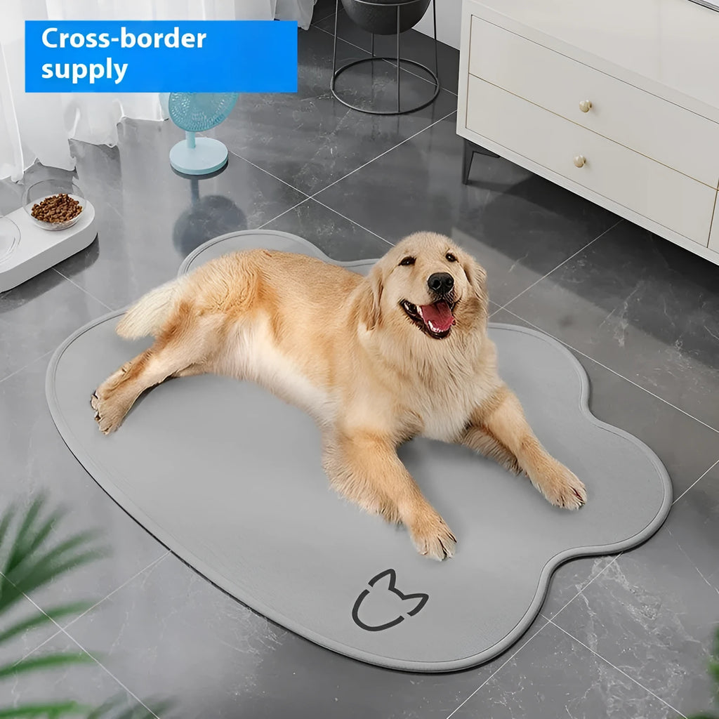 Ice silk pet cooling mat with dog head shape design in light gray colour