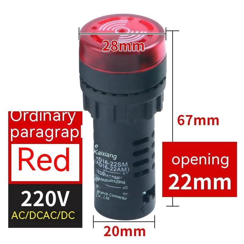 LED flashing sound and light buzzer with 22mm installation for industrial control panels