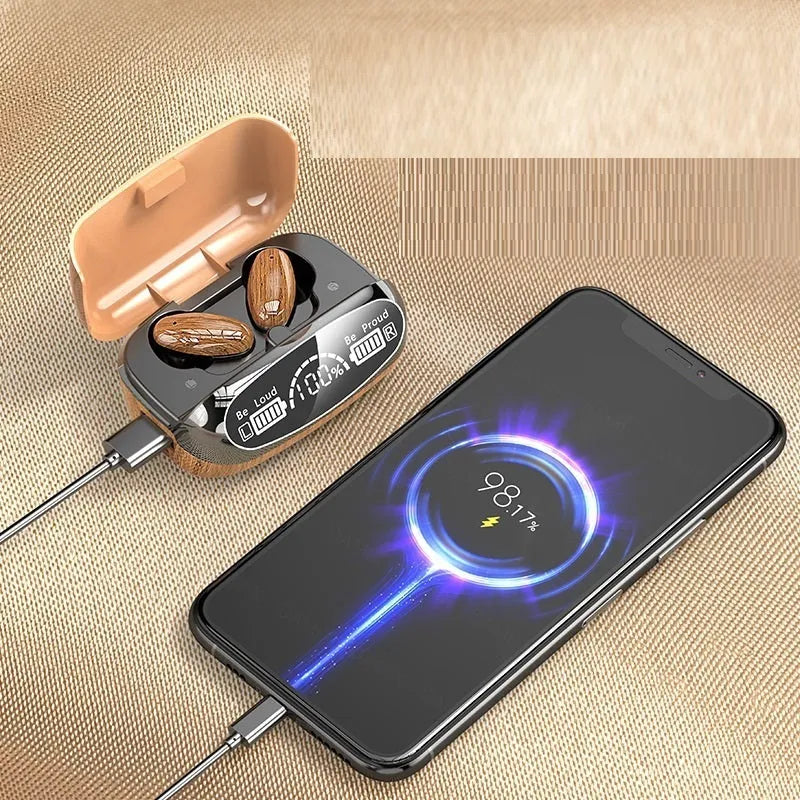 M35 wood grain Bluetooth wireless headset with charging cabin and accessories