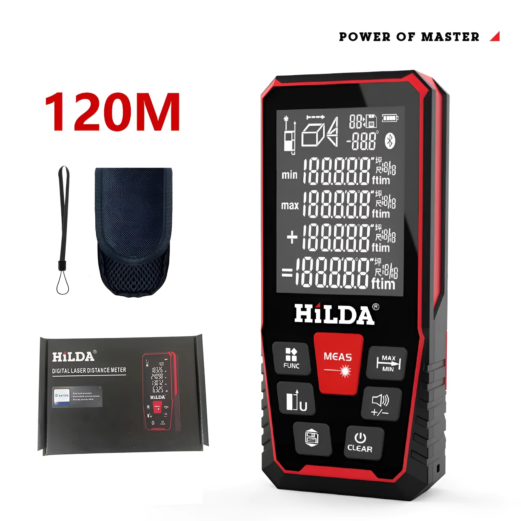 Plastic laser rangefinder measuring device for construction and room measurement up to 120m