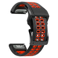 Quick release two-colour silicone watch strap in black orange combination with pin buckle
