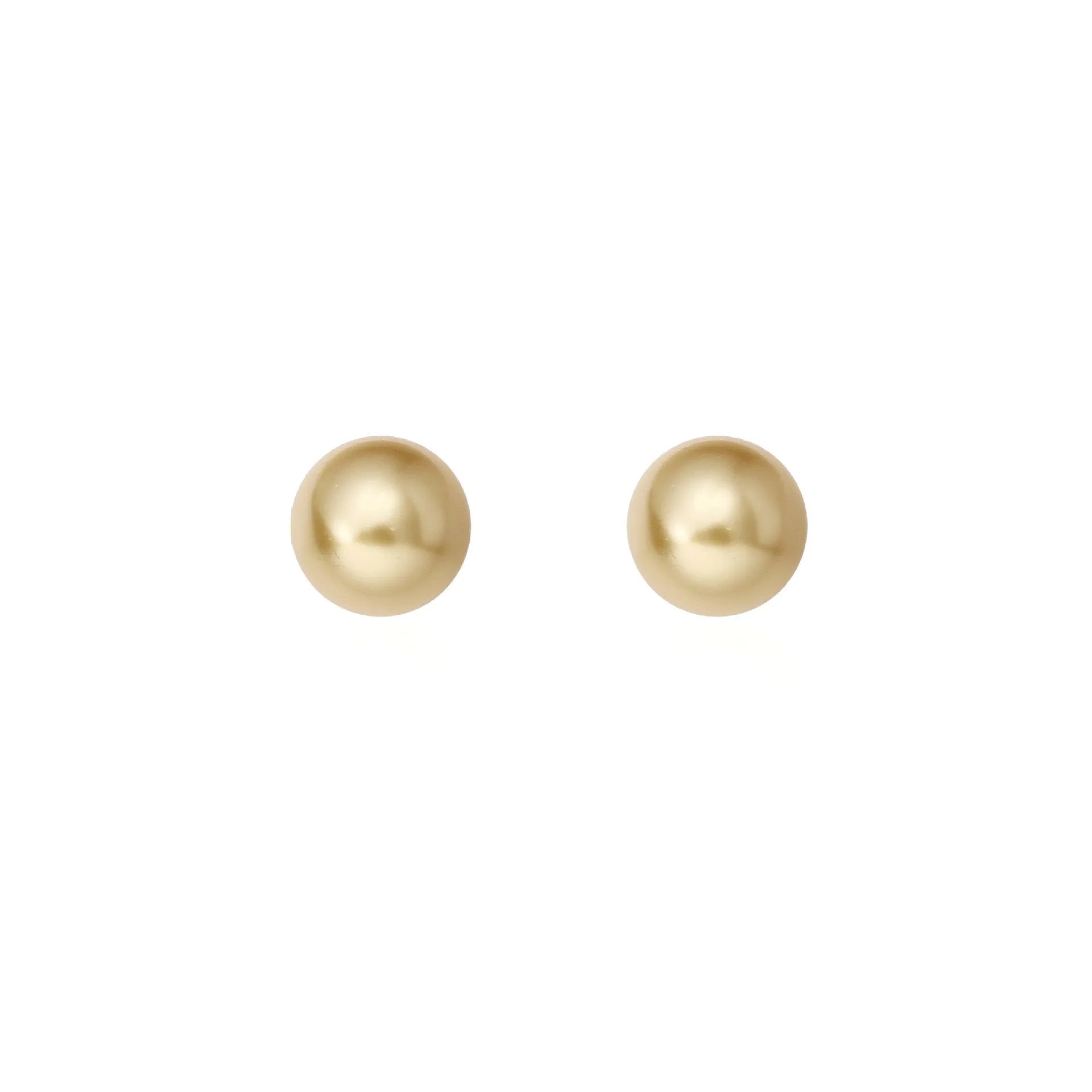 A pair of large geometric pearl stud earrings with a retro eight awn star motif on a silver setting.