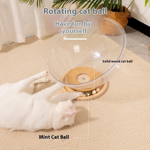 Transparent acrylic cat space capsule bed with turntable base in various sizes