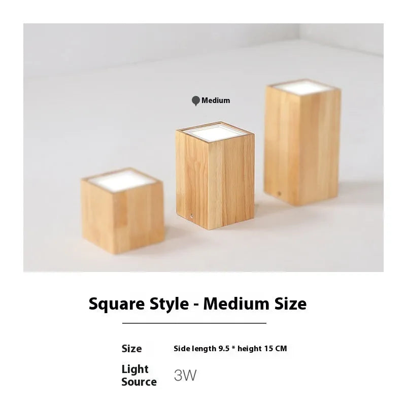 Solid wood surface mounted downlight in wood colour with square or round design options
