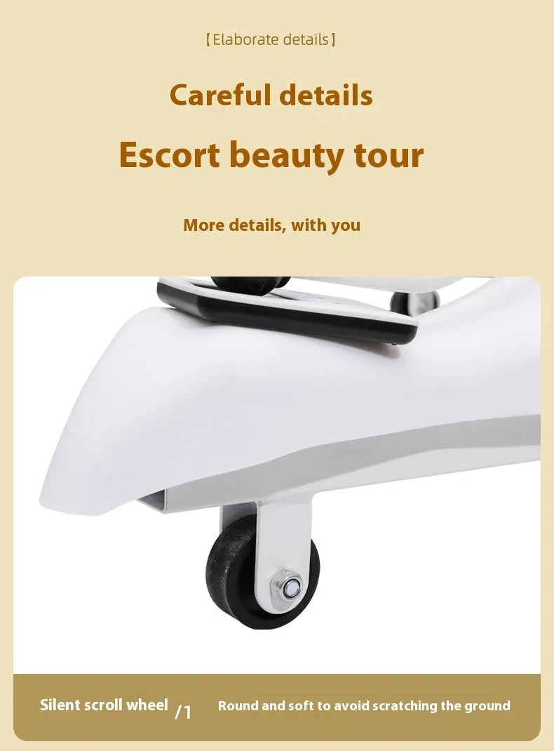 Steel frame leg opener with foam padding, shown in elegant blue colour with optional backrest.